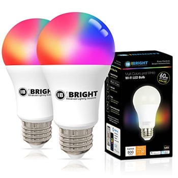 IBRIGHT Smart Light Bulbs A19 E26, 9.5W, 800 LM, 2 Pack