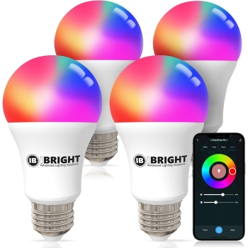 IBRIGHT Smart Light Bulbs A19 E26, 9.5W, 800 LM, 4 Pack